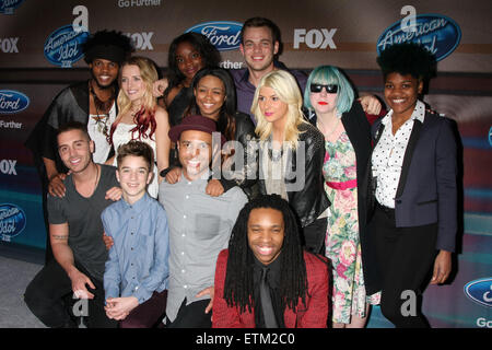 American Idol Saison 14 finalistes - Parti avec des arrivées : Quentin, Maddie Alexander Walker, Adanna Duru, Clark Beckham, Sarina-Joi Crowe, Jax, Joey Cook, Tyanna Jones, Nick, Fradiani Rayvon Daniel Seavey, Owen, Qaasim Middleton Où : Los Angeles, California, United States Quand : 11 Mar 2015 Crédit : Nicky Nelson/WENN.com Banque D'Images