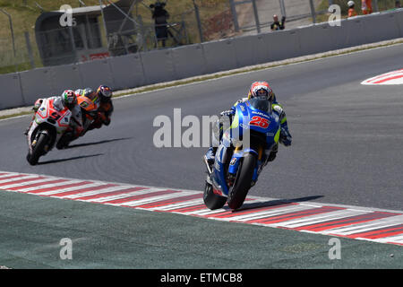 Barcelone, Espagne MotoGP. 14 Juin, 2015. Gran Premi de Catalunya de Monster Energy.Maverick Viñales (Suzuki) Ecstar pendant la course. Credit : Action Plus Sport/Alamy Live News Banque D'Images