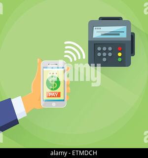 L'appareil de paiement mobile Smart Phone Commander Terminal NFC Illustration de Vecteur