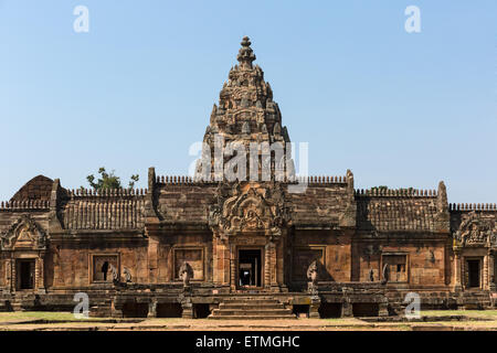 L'Est de Gopuram, façade est, l'entrée principale de Prasat Hin Khao Phanom Rung, temple Khmer, Buri Ram, Buriram Province, Isan Banque D'Images