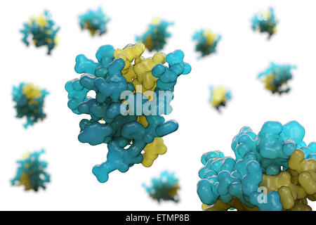 Illustration stylisée de 2HIU l'insuline, une hormone qui provoque l'absorption de glucose, dans le cadre du métabolisme. Banque D'Images