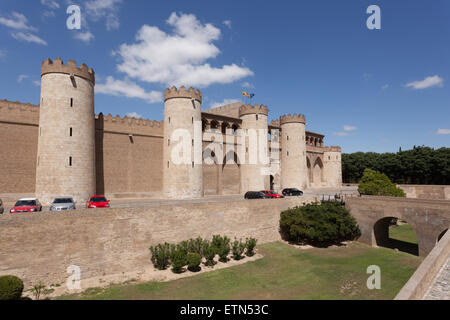 Le quartier médiéval maure Aljaferia Palace dans la ville de Saragosse, Espagne Banque D'Images