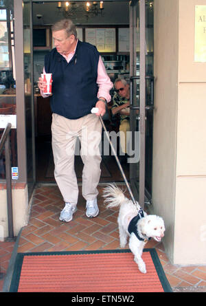 30 Rock veteren acteur, Ken Howard attrape une boisson froide alors que faire du shopping à Beverly Hills avec son chien de compagnie avec : Ken Howard Où : Los Angeles, California, United States Quand : 16 mars 2015 Source : WENN.com Banque D'Images