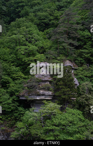 Formations de roche volcanique dans Shimogo, préfecture de Fukushima, Japon Banque D'Images