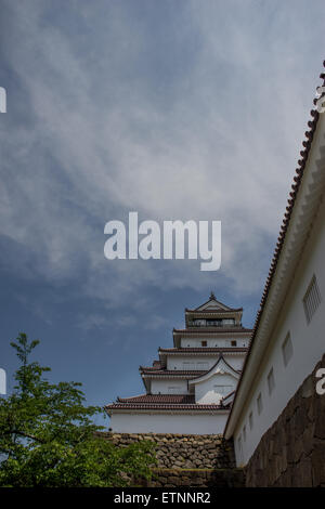 Voir d'Aizuwakamatsu Castle, préfecture de Fukushima, Japon Banque D'Images