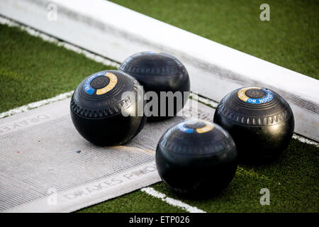 Une piscine à boules de pétanque vert. À bord du navire Cunard Queen Elizabeth. Banque D'Images