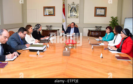 Le Caire, Égypte. 13 Juin, 2015. Le président égyptien, Abdel Fattah al-Sisi se réunit avec des membres du Conseil de développement économique de la présidence de la République le 13 juin 2015 dans la capitale égyptienne, Le Caire © Présidence égyptienne Images/APA/ZUMA/Alamy Fil Live News Banque D'Images