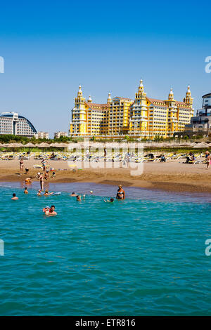 La Turquie, plage d'Aska Lara Resort & Spa Hotel, Royal Holiday Palace, Antalya Banque D'Images