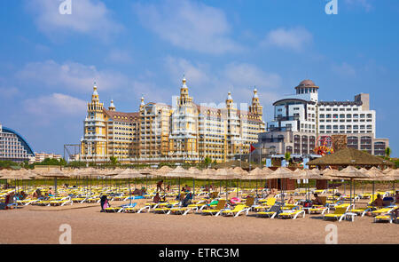 La Turquie, plage d'Aska Lara Resort & Spa Hotel, Royal Holiday Palace, Antalya Banque D'Images