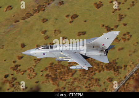 RAF Tornado Gr4 avion sur un exercice de vol à basse altitude au Pays de Galles, Royaume-Uni, février, 2015. Banque D'Images