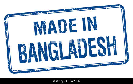 Fait en Bangladesh blue square timbres isolés Banque D'Images