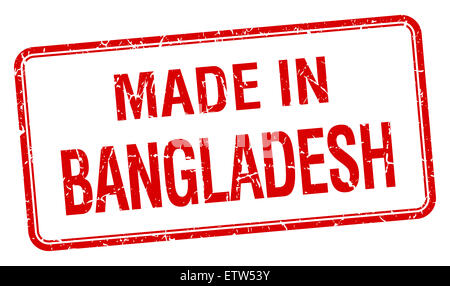 Fait en Bangladesh place rouge timbres isolés Banque D'Images