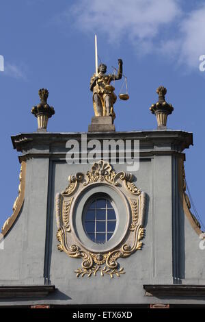 Gdansk, Pologne. Balance de la Justice, Banque D'Images