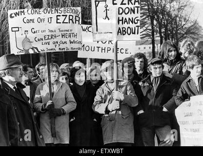 Grève des mineurs de 1972. Piquets, Pays de Galles. 27 janvier 1972. Banque D'Images