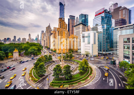 La ville de New York, USA cityscape à Columbus Circle. Banque D'Images