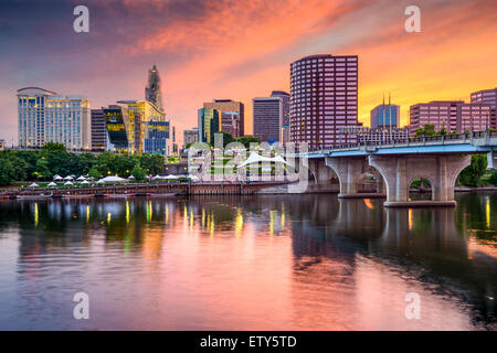 Hartford, Connecticut, USA sur le centre-ville. Banque D'Images