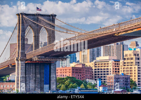 Pont de Brooklyn à New York. Banque D'Images