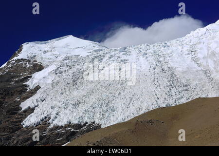 Le MS 6773 Togolung.high mount -à gauche- et la ms 7206.high Nojin Kangsang Mont et Glacier -- droit vu vers le N. le Tibet. Banque D'Images