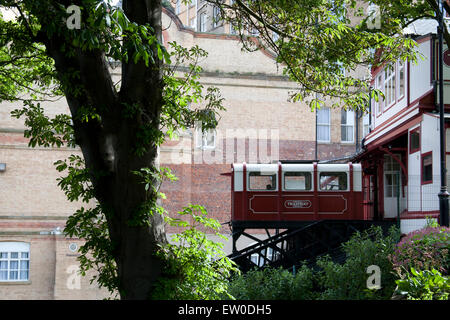 Sur la voiture de tramway Tramway Central Scarborough, Yorkshire Angleterre UK Banque D'Images