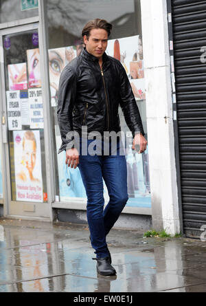 TOWIE star James Lock dans le tournage d' Essex : où : London, Royaume-Uni Quand : 29 Mar 2015 C Banque D'Images