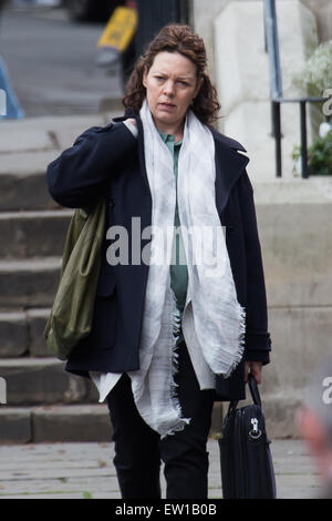 Olivia Colman et Neil Morrissey filmer le nouveau BBC drama 'La nuit' à Londres avec : Olivia Colman Où : London, Royaume-Uni Quand : 02 Jan 2015 C Banque D'Images