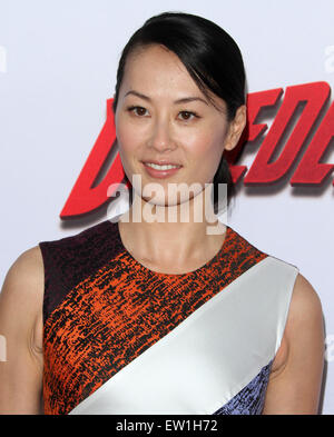 'Merveille' Netflix's Daredevil' A.L. Premiere tenue à la première chambre du Regal Cinemas LA LIVE Avec : Olivia Cheng Où : Los Angeles, California, United States Quand : 03 Jan 2015 C Banque D'Images