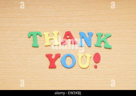Merci en lettres en caoutchouc mousse Banque D'Images