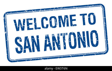 Bienvenue à San Antonio blue square grunge stamp Banque D'Images