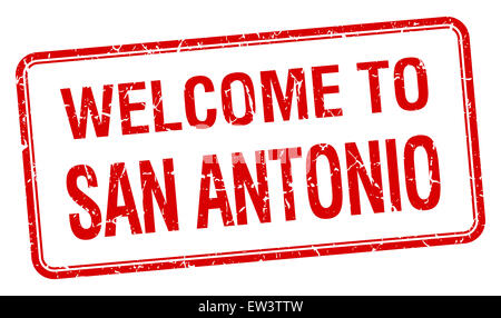 Bienvenue à San Antonio red square grunge stamp Banque D'Images