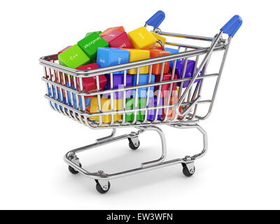 Concept de programmation. Code machine différentes boîtes colorées langues isolé sur fond blanc Banque D'Images