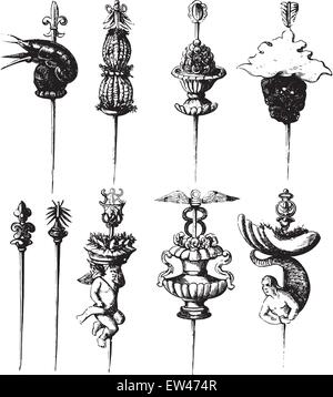 Hatelets, vintage engraved illustration. Illustration de Vecteur