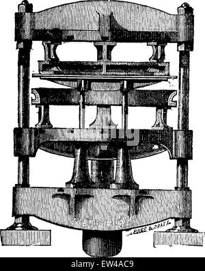 Appuyez sur pour replier les bords des feuilles, le tube vintage engraved illustration. Encyclopédie industrielle E.-O. Lami - 1875. Illustration de Vecteur