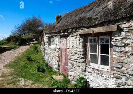 Une cabane de pêcheurs près de Prussia Cove, à Cornwall, UK Banque D'Images