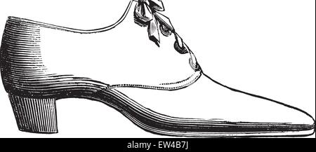 Shoe lace, vintage engraved illustration. Encyclopédie industrielle E.-O. Lami - 1875. Illustration de Vecteur