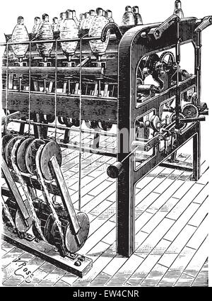 Les bobines du rabatteur, vintage engraved illustration. Encyclopédie industrielle E.-O. Lami - 1875. Illustration de Vecteur