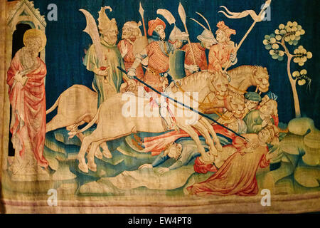 La France, dans le Maine-et-Loire, Angers, l'apocalypse d'Angers tapisseries exposées au château d'Angers, 'les myriades de cavaliers' Banque D'Images