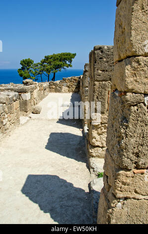 L'antiquité historique ville Kamiros ruines, l'île de Rhodes, Grèce Banque D'Images