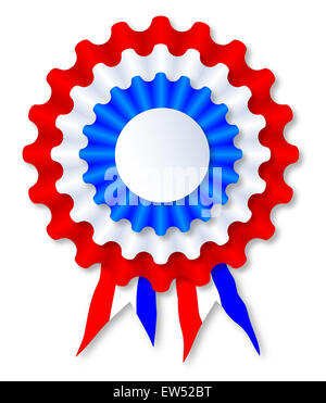 Une rosette rouge blanc et bleu sur fond blanc Banque D'Images