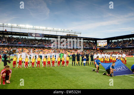 Cérémonie d'avant est vide lors de l'UEFA des moins de 21 championnats d'Europe groupe 2015 un match de football entre l'Allemagne et la Serbie au stade de Letna à Prague, République tchèque, 17 juin 2015. Photo : Thomas Eisenhuth/dpa Banque D'Images