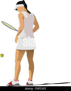 Tennis femme de l'affiche. Illustration Vecteur de couleur Illustration de Vecteur