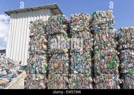 Pile de bouteilles en plastique prêtes pour le recyclage Banque D'Images