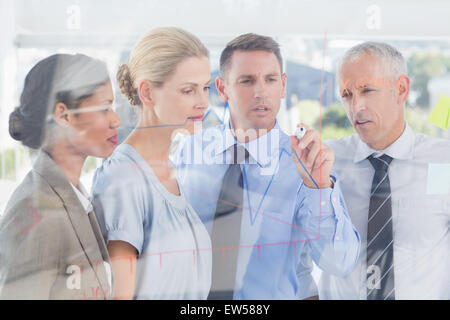 Graphique dessin d'affaires sur la vitre Banque D'Images