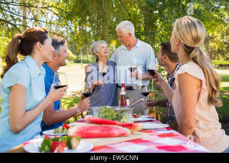 Professionnels Seniors toasting avec leur famille Banque D'Images