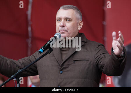 Russie, Moscou - 18 avril : A. Vorobyov, Chef du Département d'éducation physique et le sport parler au cas de 80e anniversaire de l'équipe de Spartak Luzhniki de Moscou, Russie, 2015 Banque D'Images