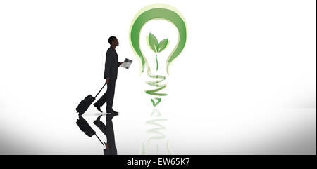 Image composite de businessman pulling suitcase Banque D'Images