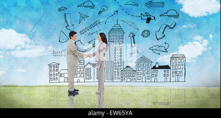 Image composite de business people shaking hands Banque D'Images