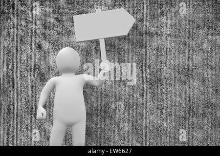 Image composite de personnage blanc holding signpost Banque D'Images
