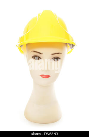 Tête de mannequin wearing hard hat dentelle constructeurs Banque D'Images
