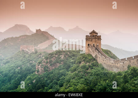 Grande Muraille de Chine, à la section de Jinshanling. Banque D'Images