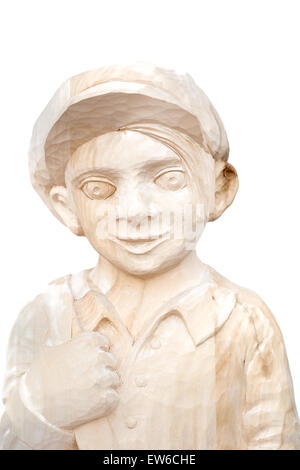 Portrait garçon sculpté sur le fond blanc. Banque D'Images